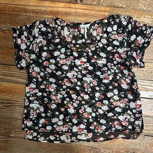 Floral Black Sheer Women's Top
